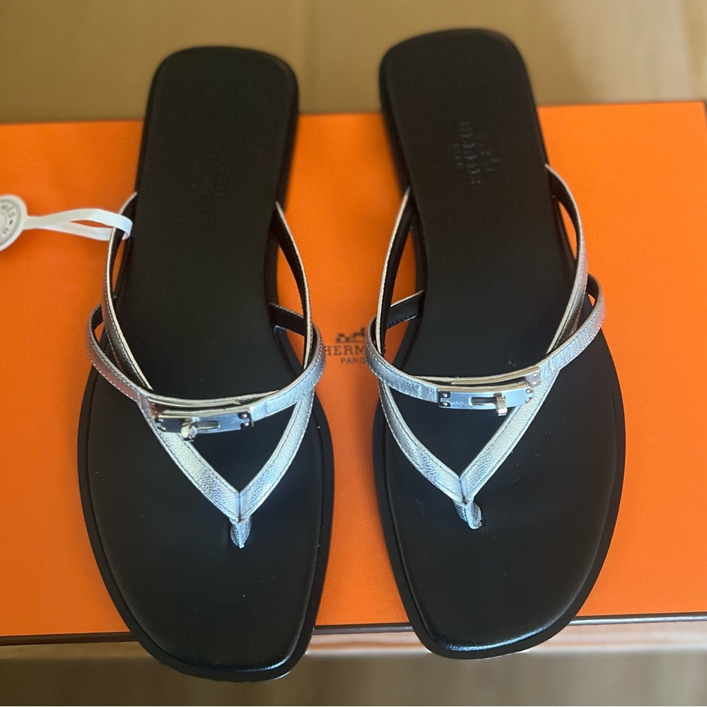 Hermes silver MISS SANDALS with Silver Straps